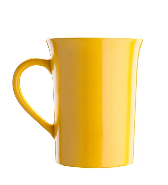 노란색 차 컵 흰색 절연 — 스톡 사진