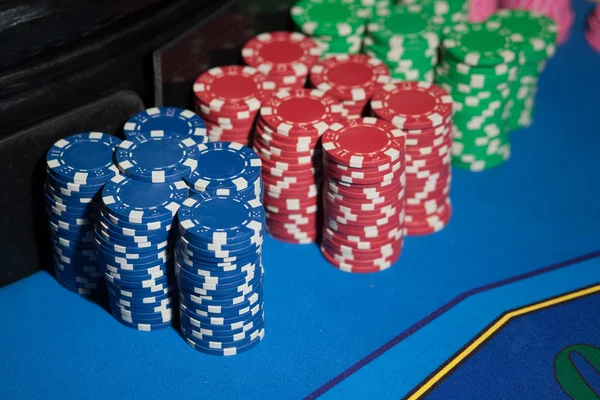 Casino chips on roulette table — Stock Photo, Image