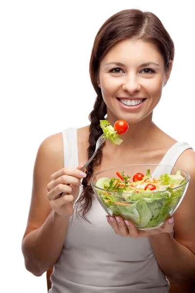 Healthy woman with salad — Stock Photo, Image