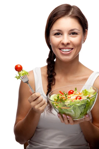 Healthy woman with salad — Stock Photo, Image