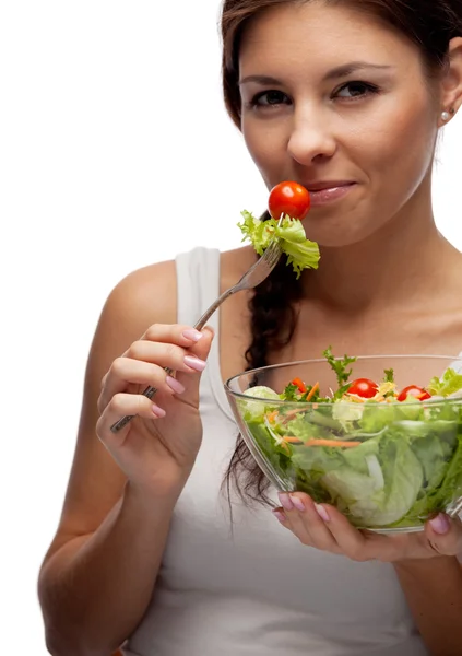 Healthy woman with salad — Stock Photo, Image