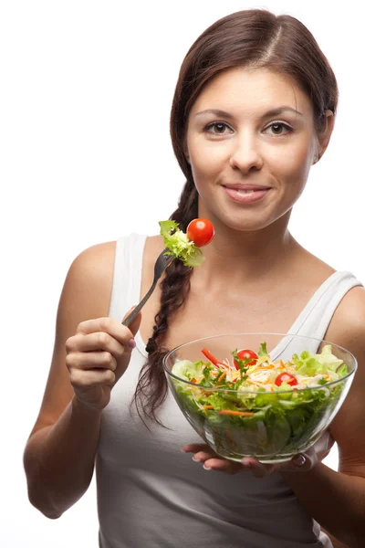 Donna e insalata — Foto Stock