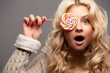 Young woman with candy clipart