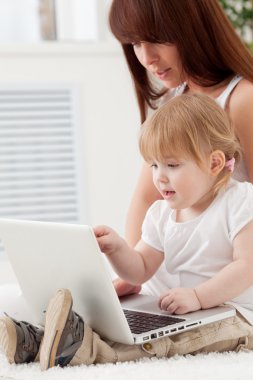 Sevgili ailem dizüstü bilgisayara bakıyor.