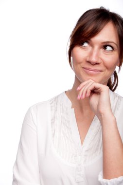 düşünme kadına bakarak gülen