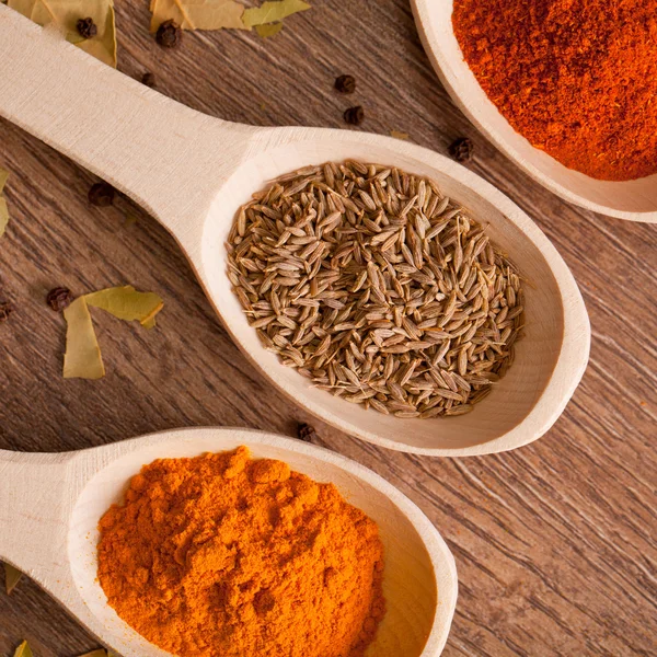 Closeup spices on spoon — Stock Photo, Image