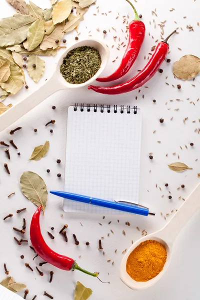 Notebook and pen to write recipes — Stock Photo, Image
