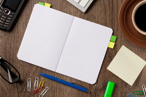 Notebook and office supplies — Stock Photo, Image