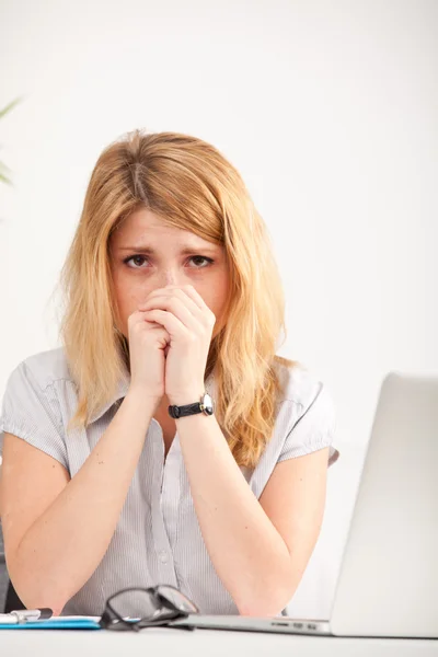 Moe triest vrouw Stockfoto