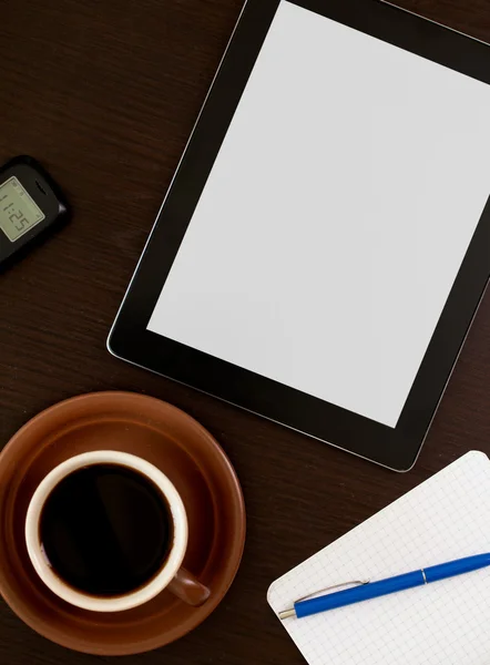 Workplace with blank digital tablet — Stock Photo, Image