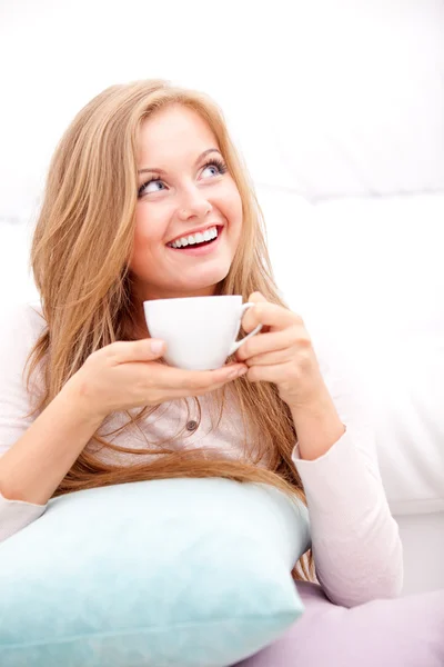 Woman with cup — Stock Photo, Image