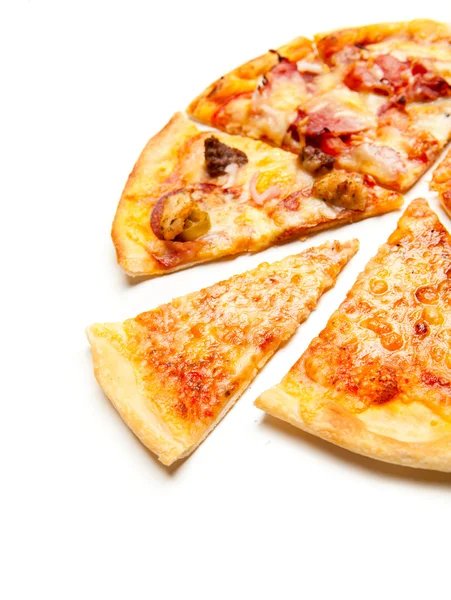 Pizza with the up cut off piece — Stock Photo, Image