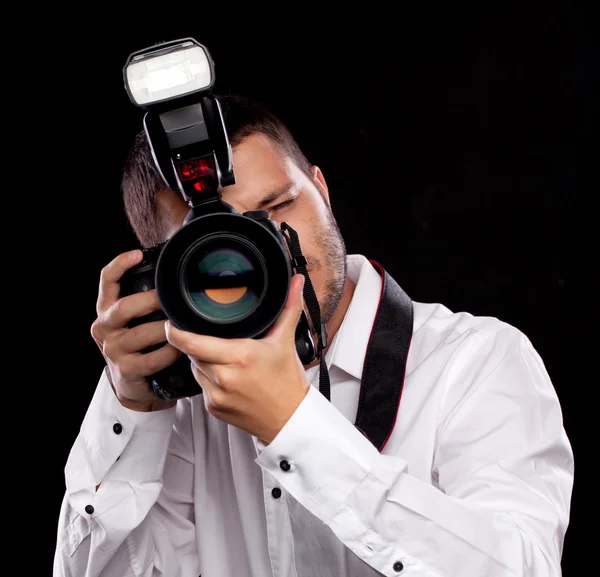 Fotograaf met camera — Stockfoto