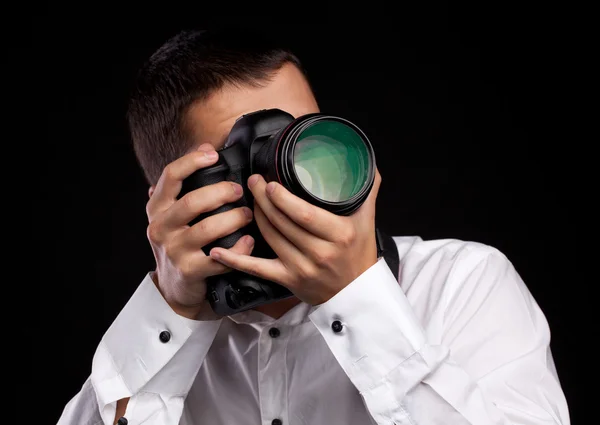 Fotógrafo com câmera — Fotografia de Stock