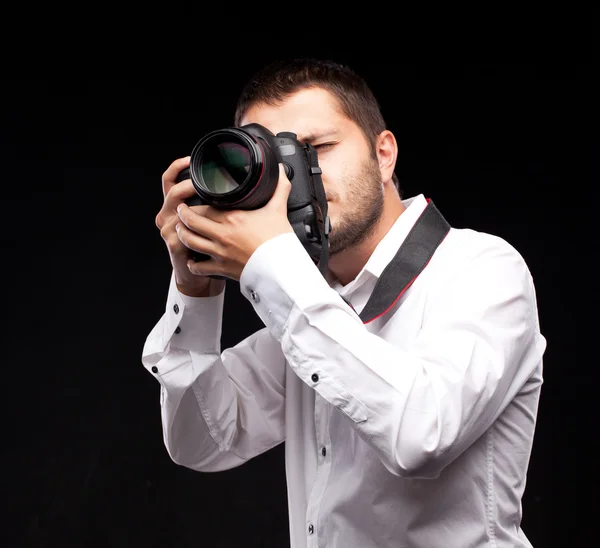 Fotograaf met camera — Stockfoto