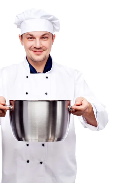 Şef holding pot — Stok fotoğraf