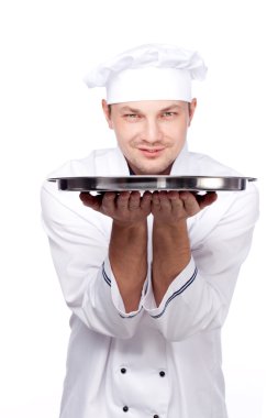 Şef holding boş tepsi
