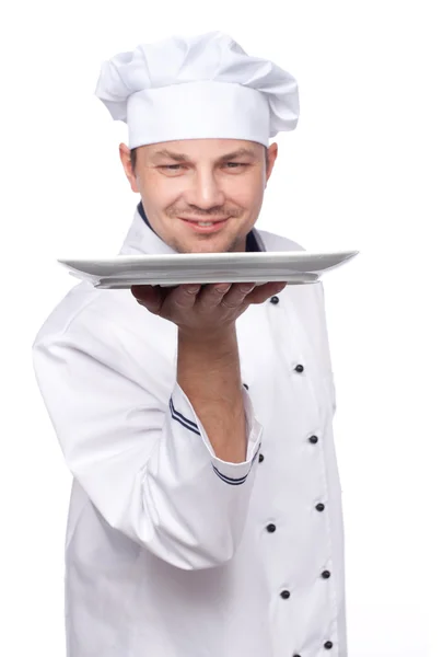 Chef-kok bedrijf lege plaat — Stockfoto