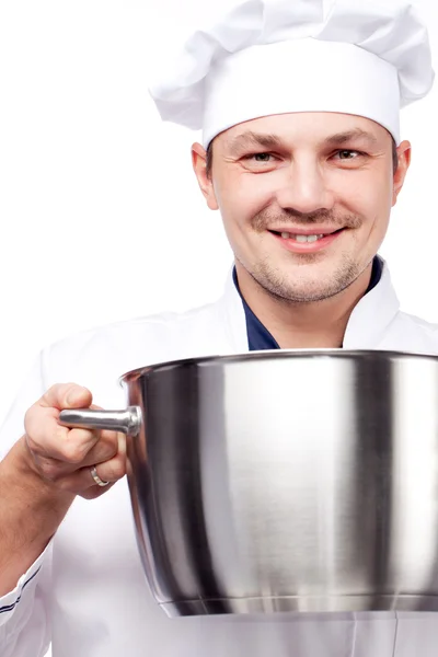 Şef holding pot — Stok fotoğraf