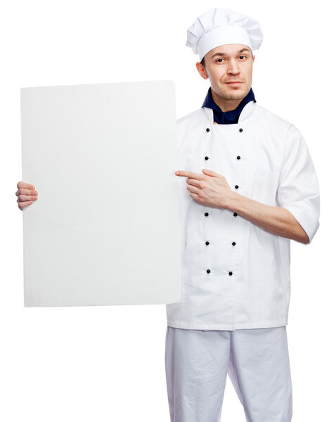 Chef with billboard