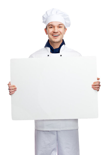 Chef with billboard