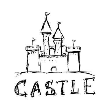 Doodle style castle illustration in vector format clipart