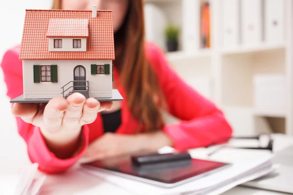 House in woman's hands — Stock Photo, Image