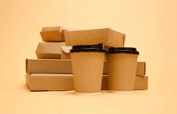 Cardboard food containers for takeaway of delivery service. — Stock Photo, Image