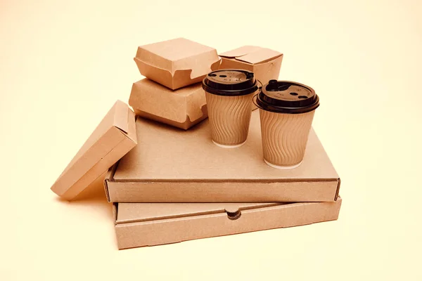 Cardboard food containers for takeaway of delivery service. — Stock Photo, Image