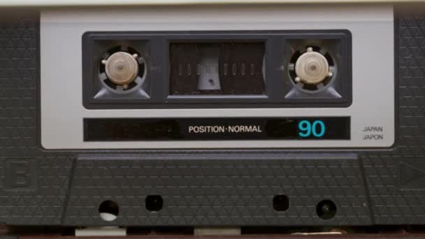 Audio Cassette Tape Oude Recorder Stop Spoel Terug Speel Neem — Stockvideo