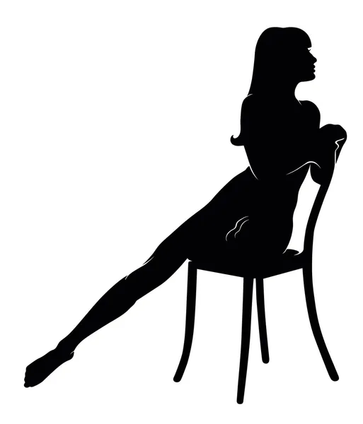 Weibliche Silhouette auf einem Stuhl — Stockvektor