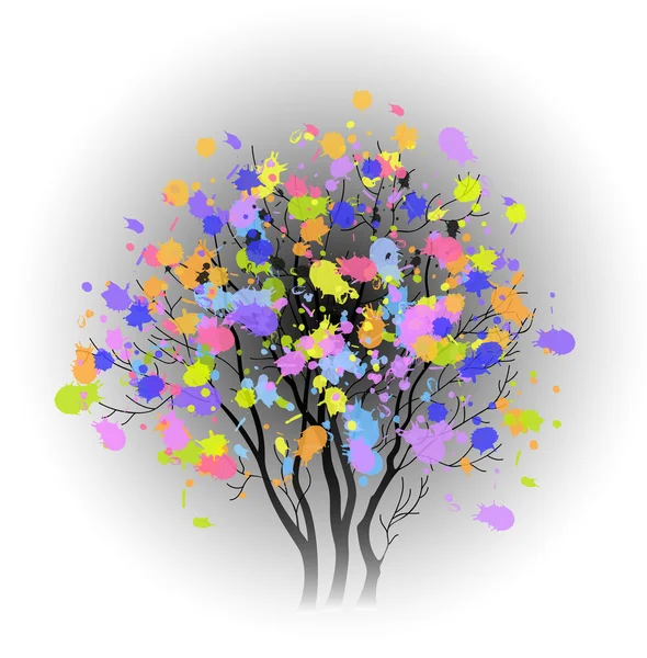 Drzewo z kolorowymi plamkami — Wektor stockowy
