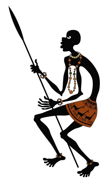 African warrior with spear — Stock Vector