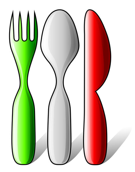 Italian flag made of cutlery