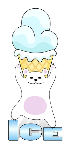 Polar bear with ice cream — Stock Vector