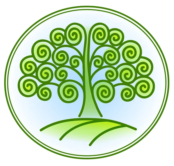 Φύση και περιβάλλον εικονίδιο με δέντρο — Διανυσματικό Αρχείο