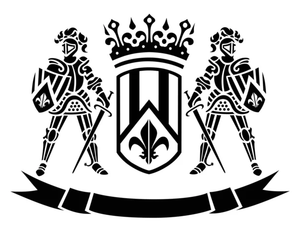 Овес герба с рыцарями — стоковый вектор