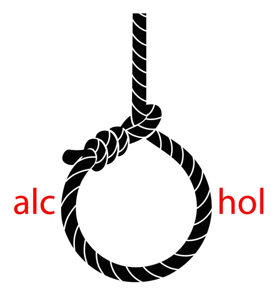 Hangman's noose with protest against alcohol — Stock Vector