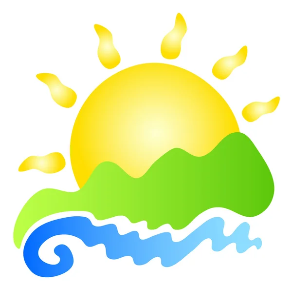 Sun with wave — Stock Vector