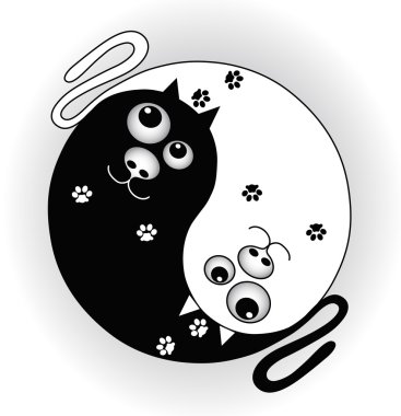 symbol yin yang with cats clipart