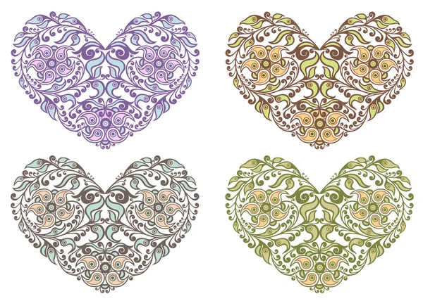 Floral hearts — Stock Vector