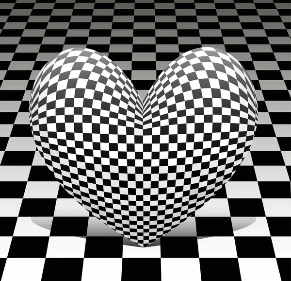 Chess heart on the chess background — Stock Photo, Image