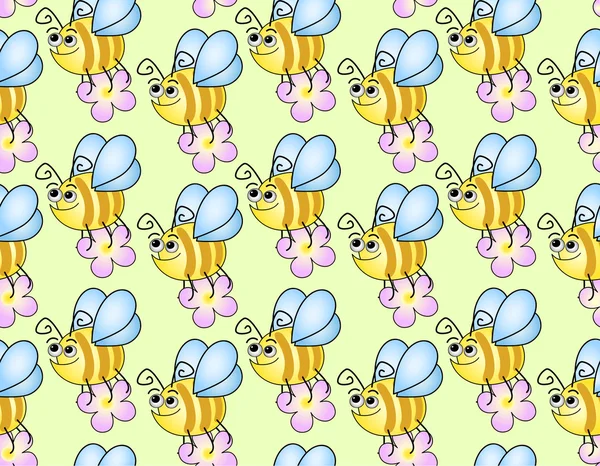 Fondo de los niños sin costuras con abejas divertidas — Vector de stock