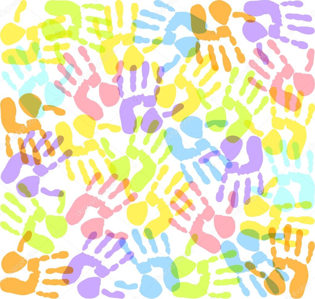colored imprints hands