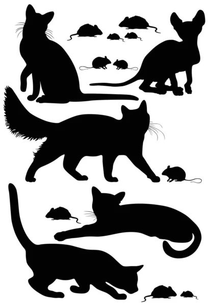 Cats silhouettes — Stock Vector