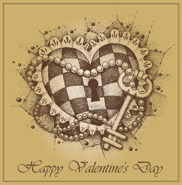 Sevgililer günü? ard. Kalp ile el ile çizilmiş anahtar