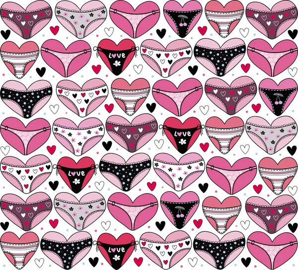 Hearts with lingerie. Valentine's day background — Stock Vector