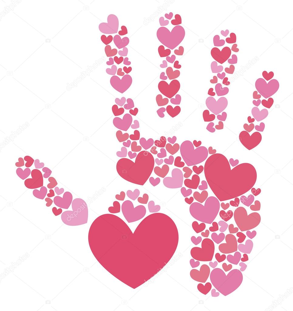 Handprint of hearts