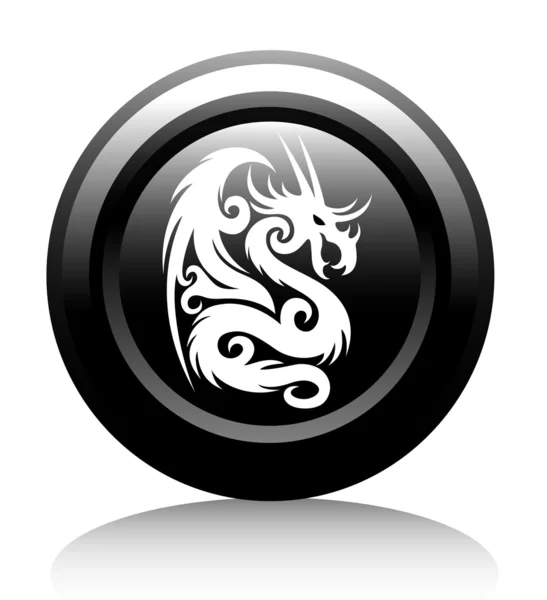 Icône web avec dragon blanc — Image vectorielle