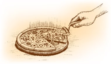 Elle çizilmiş pizza.